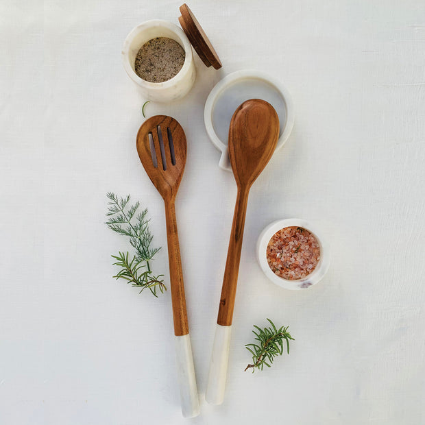 Marble & Wood Serving Spoons